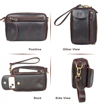 Leder Handgelenktasche für Unisex aus Rindleder 23- (147A) Herrentasche echtes Leder Tasche Bag Neu